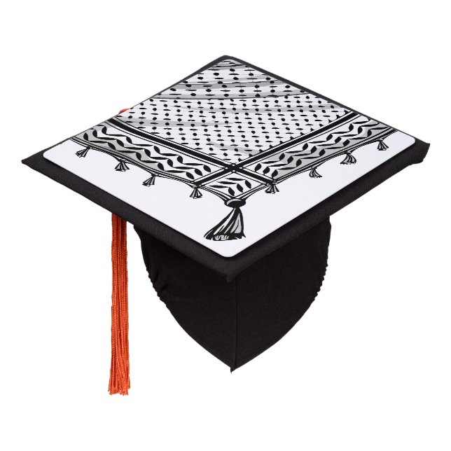 Keffiyeh Palestinian Scarf Traditional Fabric Graduation Cap Topper (Angled)