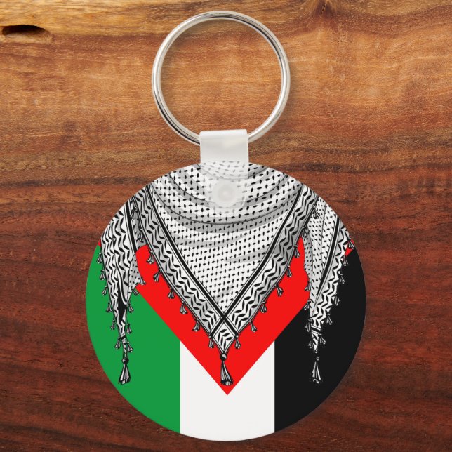 Keffiyeh Palestinian Scarf Traditional Fabric Keychain (Front)