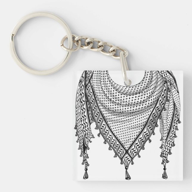 Keffiyeh Palestinian Scarf Traditional Fabric Keychain (Front)