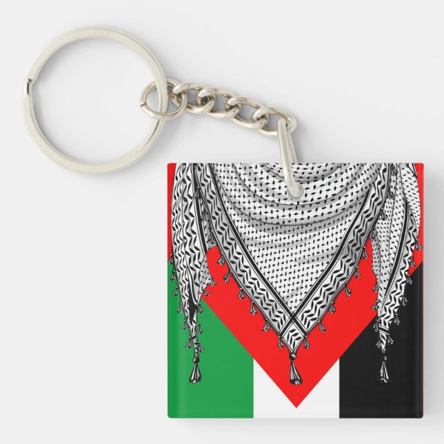 Keffiyeh Palestinian Scarf Traditional Fabric Keychain (Front)