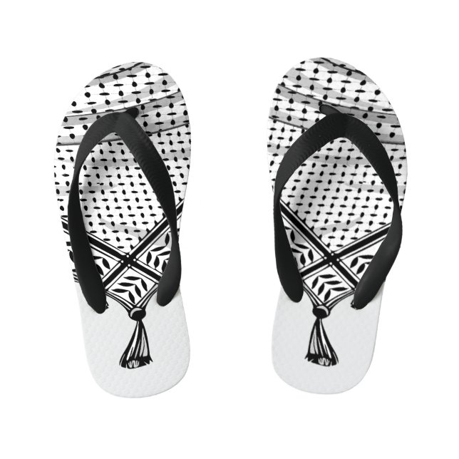 Keffiyeh Palestinian Scarf Traditional Fabric Kid's Flip Flops (Footbed)