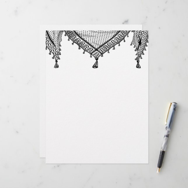 Keffiyeh Palestinian Scarf Traditional Fabric Letterhead (Front/Back In Situ)