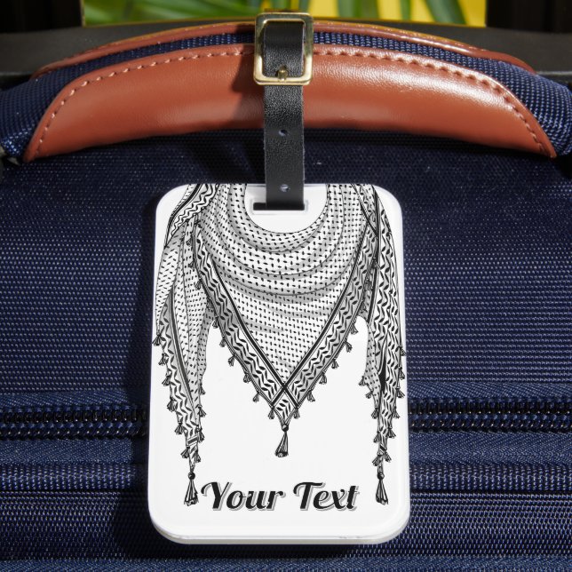 Keffiyeh Palestinian Scarf Traditional Fabric Luggage Tag (Front Insitu 2)