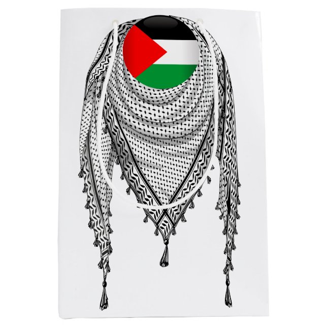Keffiyeh Palestinian Scarf Traditional Fabric Medium Gift Bag (Front)