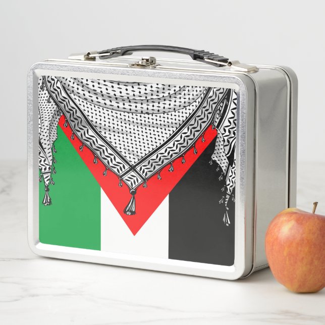 Keffiyeh Palestinian Scarf Traditional Fabric Metal Lunch Box (In Situ)