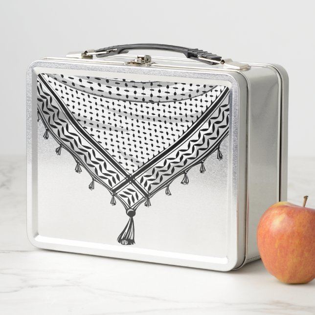 Keffiyeh Palestinian Scarf Traditional Fabric Metal Lunch Box (In Situ)