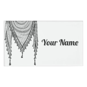 Keffiyeh Palestinian Scarf Traditional Fabric Name Tag