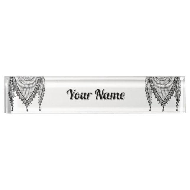Keffiyeh Palestinian Scarf Traditional Fabric Nameplate (Front)
