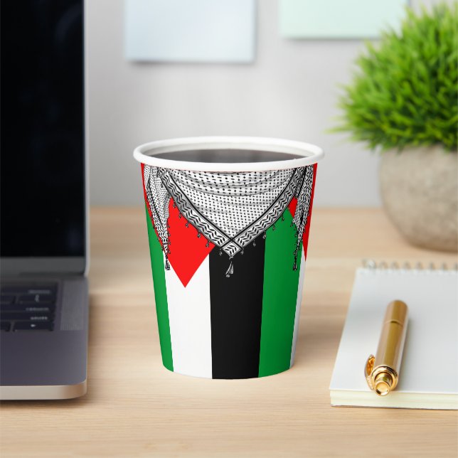 Keffiyeh Palestinian Scarf Traditional Fabric Paper Cups (Insitu)