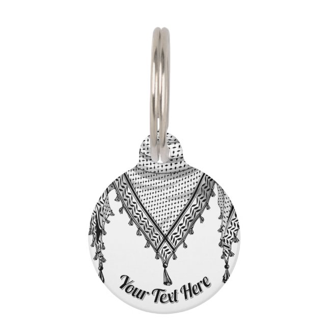 Keffiyeh Palestinian Scarf Traditional Fabric Pet Tag (Front)