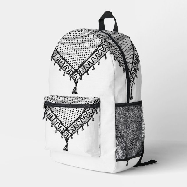 Keffiyeh Palestinian Scarf Traditional Fabric Printed Backpack (Back Corner Right)