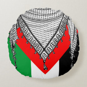 Keffiyeh Palestinian Scarf Traditional Fabric Round Pillow