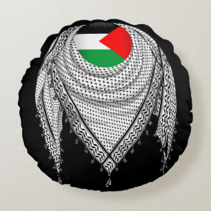 Keffiyeh Palestinian Scarf Traditional Fabric Round Pillow