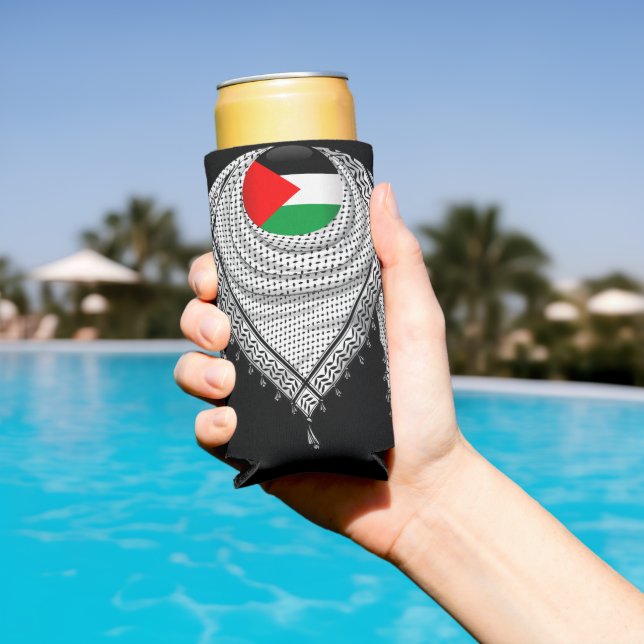 Keffiyeh Palestinian Scarf Traditional Fabric Seltzer Can Cooler (In Situ Pool)