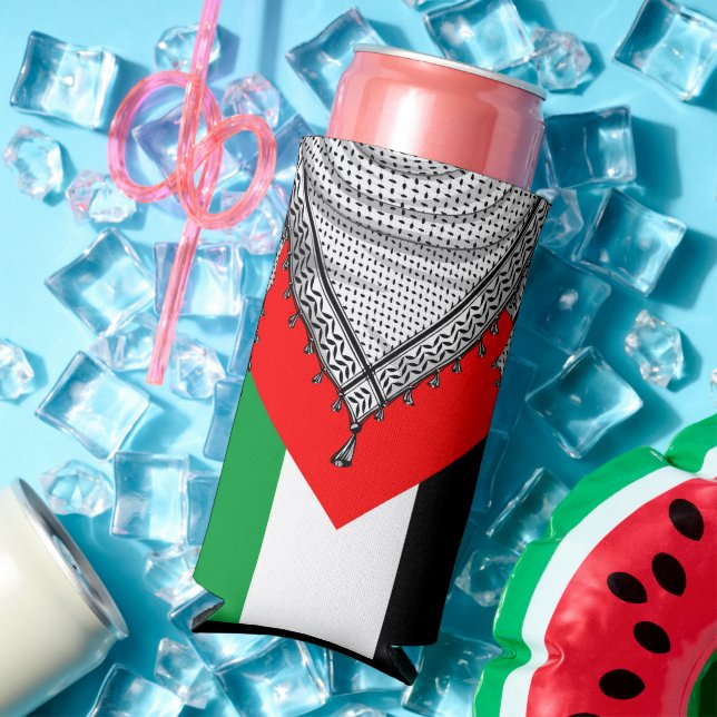 Keffiyeh Palestinian Scarf Traditional Fabric Seltzer Can Cooler (In Situ Summer)