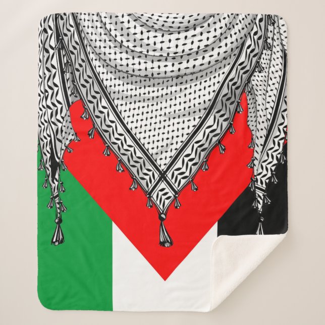 Keffiyeh Palestinian Scarf Traditional Fabric Sherpa Blanket (Front)