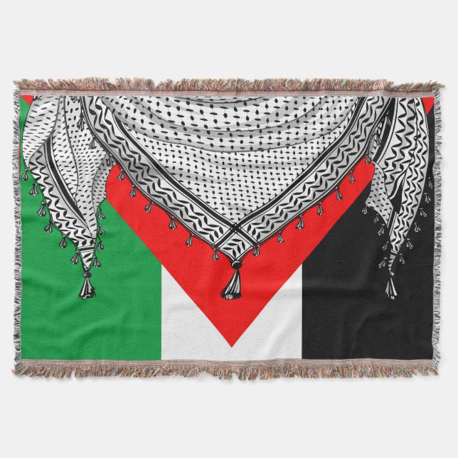 Keffiyeh Palestinian Scarf Traditional Fabric Throw Blanket (Front)