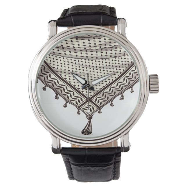 Keffiyeh Palestinian Scarf Traditional Fabric Watch (Front)