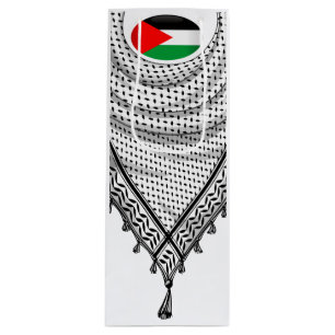 Keffiyeh Palestinian Scarf Traditional Fabric Wine Gift Bag