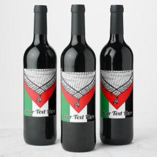 Keffiyeh Palestinian Scarf Traditional Fabric Wine Label