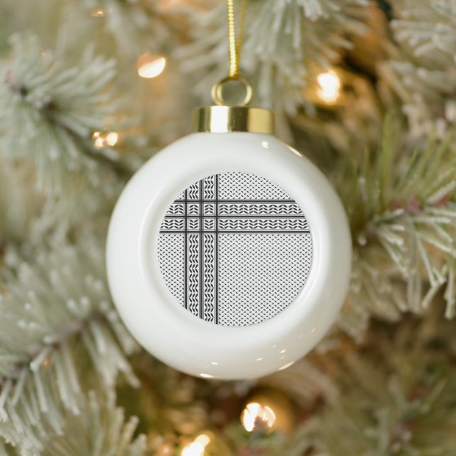 Keffiyeh Symbol of Palestine Resistance Pattern Ceramic Ball Christmas Ornament (Tree)