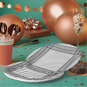 Keffiyeh Symbol of Palestine Resistance Pattern Paper Plate