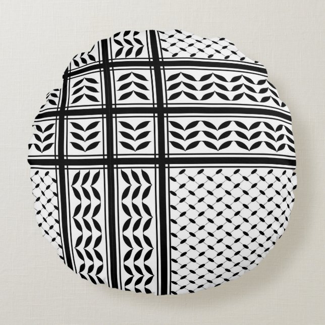 Keffiyeh Symbol of Palestine Resistance Pattern Round Pillow (Front)