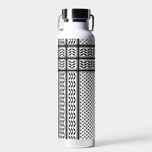 Keffiyeh Symbol of Palestine Resistance Pattern Water Bottle (Front)