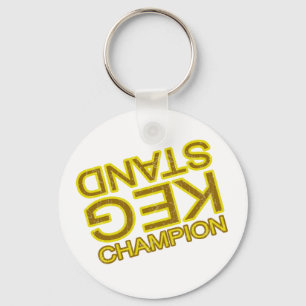 Keg stand champion funny beer drinker keychain