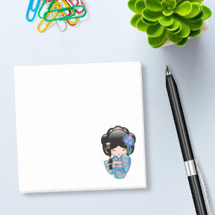 Keiko Kokeshi Doll - Blue Kimono Geisha Girl Post-it Notes