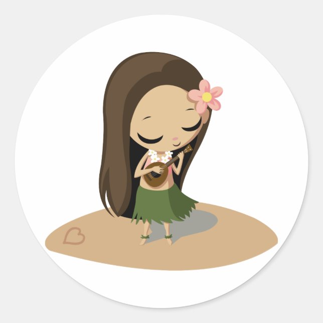 Keilana the Hula Girl Classic Round Sticker (Front)