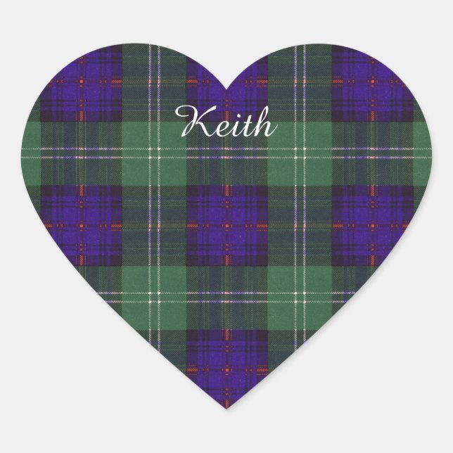 Keith clan Plaid Scottish tartan Heart Sticker (Front)