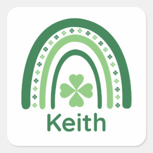 Keith Name Clover Boho Rainbow Square Sticker
