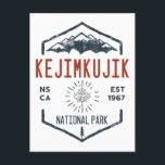 Kejimkujik National Park Canada Vintage Distressed Postcard<br><div class="desc">Kejimkujik National Park Distressed Badge with unique park themed maple leaf design. The Park is recognized for its old growth forest,  rare wildlife and traditional Mi'kmaq waterways.</div>