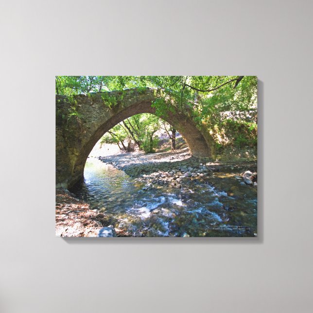 Kelefos medieval bridge in Cyprus forest Canvas Print (Front)