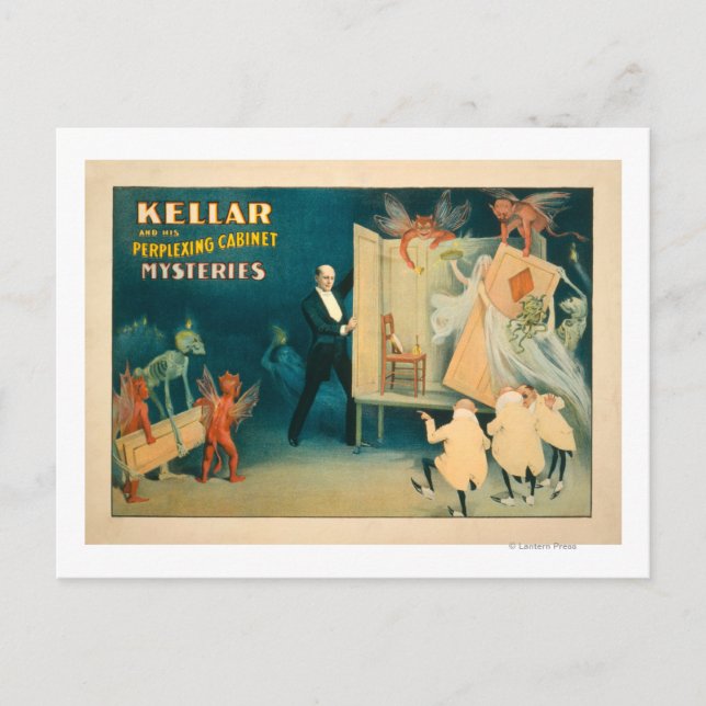 Kellar and his Perplexing Cabinet Mysteries Magi Postcard (Front)