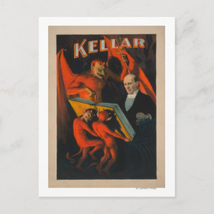 Kellar Devil and Demons with Magic Book Poster Postcard
