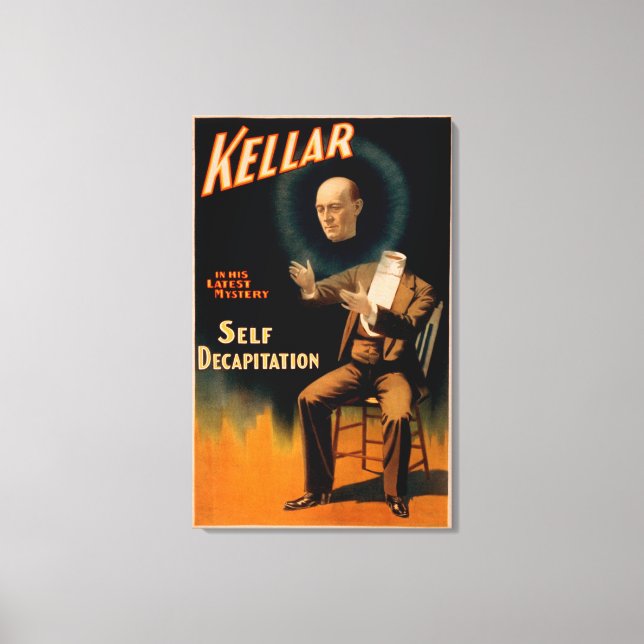 Kellar performing Self Decapitation Magic Canvas Print (Front)