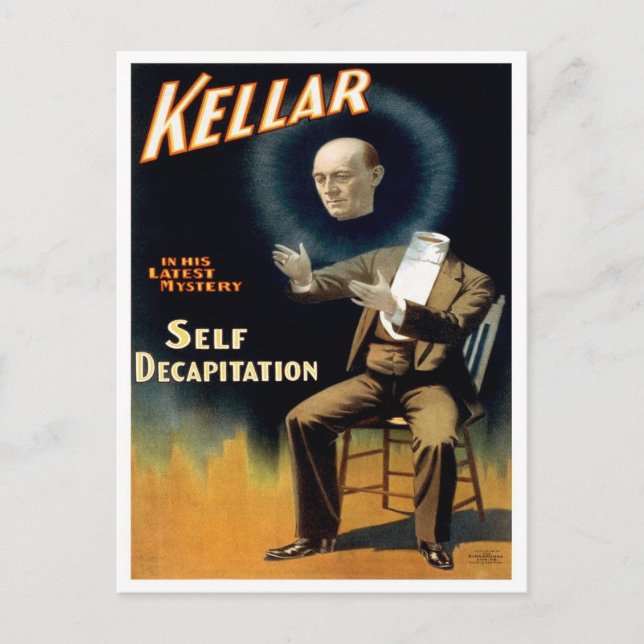 Kellar Performs Self Decaptiation, 1897 Postcard (Front)