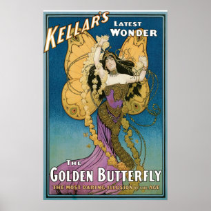 Kellar's ~ Golden Butterfly Vintage Magic Act Poster