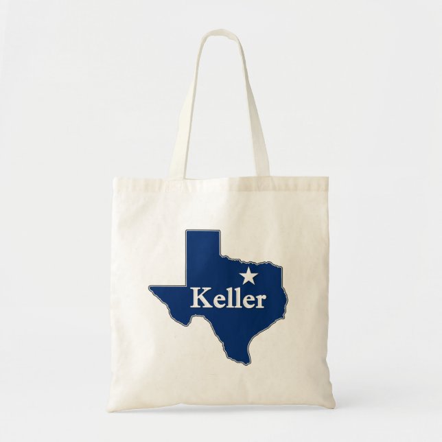 Keller, Texas Lone Star State Map Cute K-Town Tote Bag (Front)