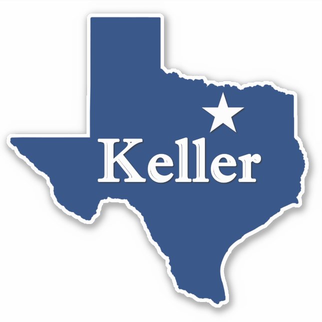 Keller, TX Texas Map Outline with Lone Star DFW (Front)