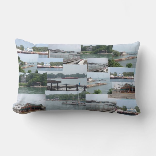 Kelleys Island boat photos Lumbar Pillow (Front)