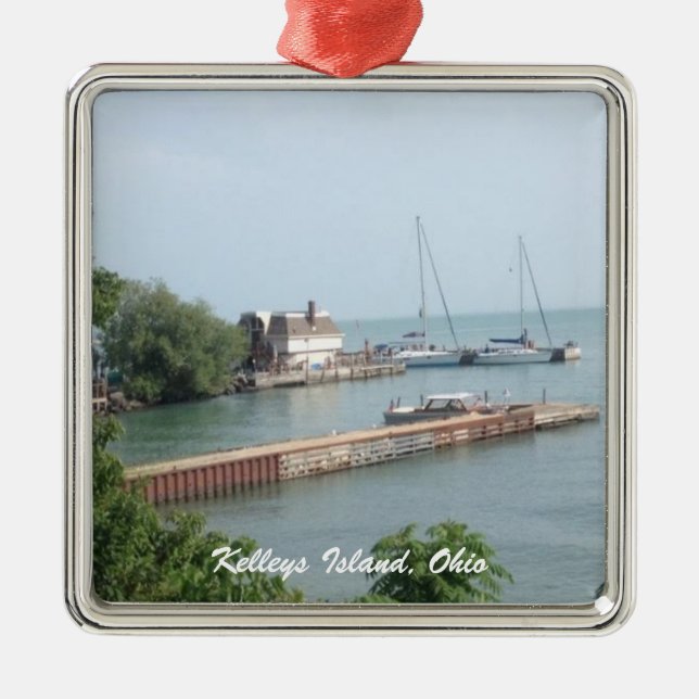Kelleys Island, Ohio Boat Photo Christmas Ornament (Front)