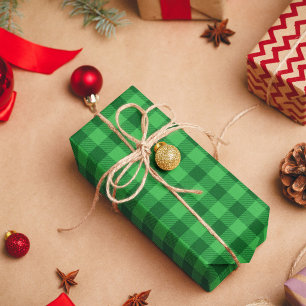 Kelly and Forest Green Buffalo Plaid Wrapping Paper