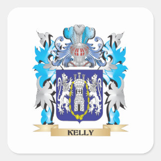 Kelly Coat of Arms - Family Crest Square Sticker