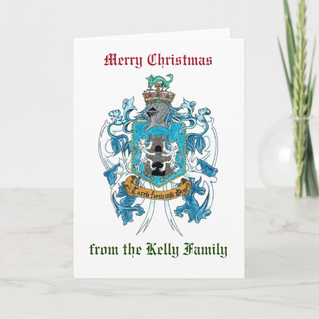 Kelly Family Crest / Armoiries Carte de Noël (Devant)