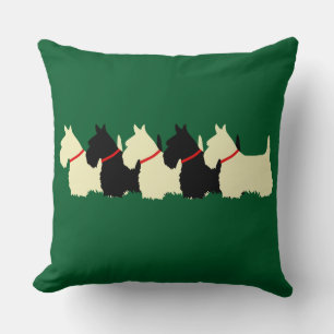 Kelly green, 6 Scottish Terrier black/wheaten dog Throw Pillow