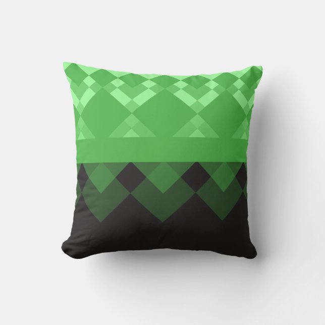 Kelly Green and Black Design Throw Pillow (Front)