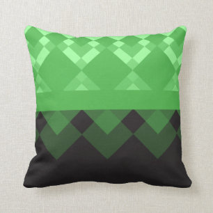 Kelly Green and Black Design Throw Pillow